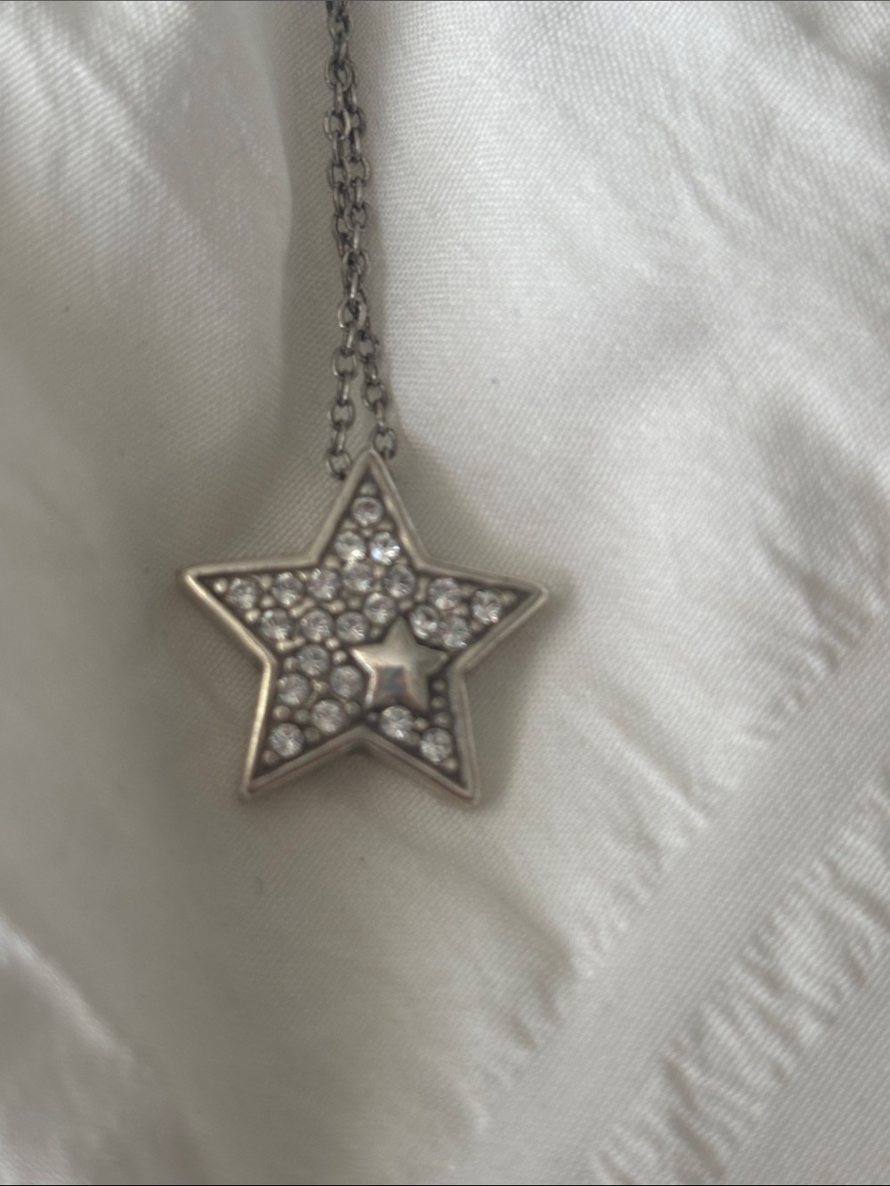 Brighton Silver Star Necklace with Clear Crystals